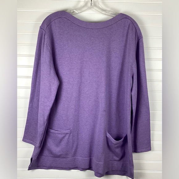 J Jill Boat Neck Long Sleeve Two Pocket Tunic Sweater Size XLP Lavender - Picture 1 of 7